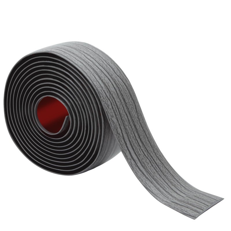 LSGCQ Floor Transition Strip 2"" Self Adhesive Flat Vinyl Flooring Transitions Strip with Strong Backing Wood Grain 5cm, 10FT, Deep Grey - Image 1